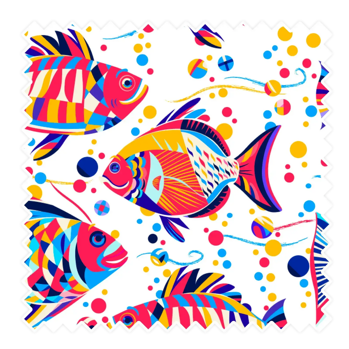 Nachhaltige Badehose aus recyceltem Material – Muster Funky Fish von Noah*s Ocean.