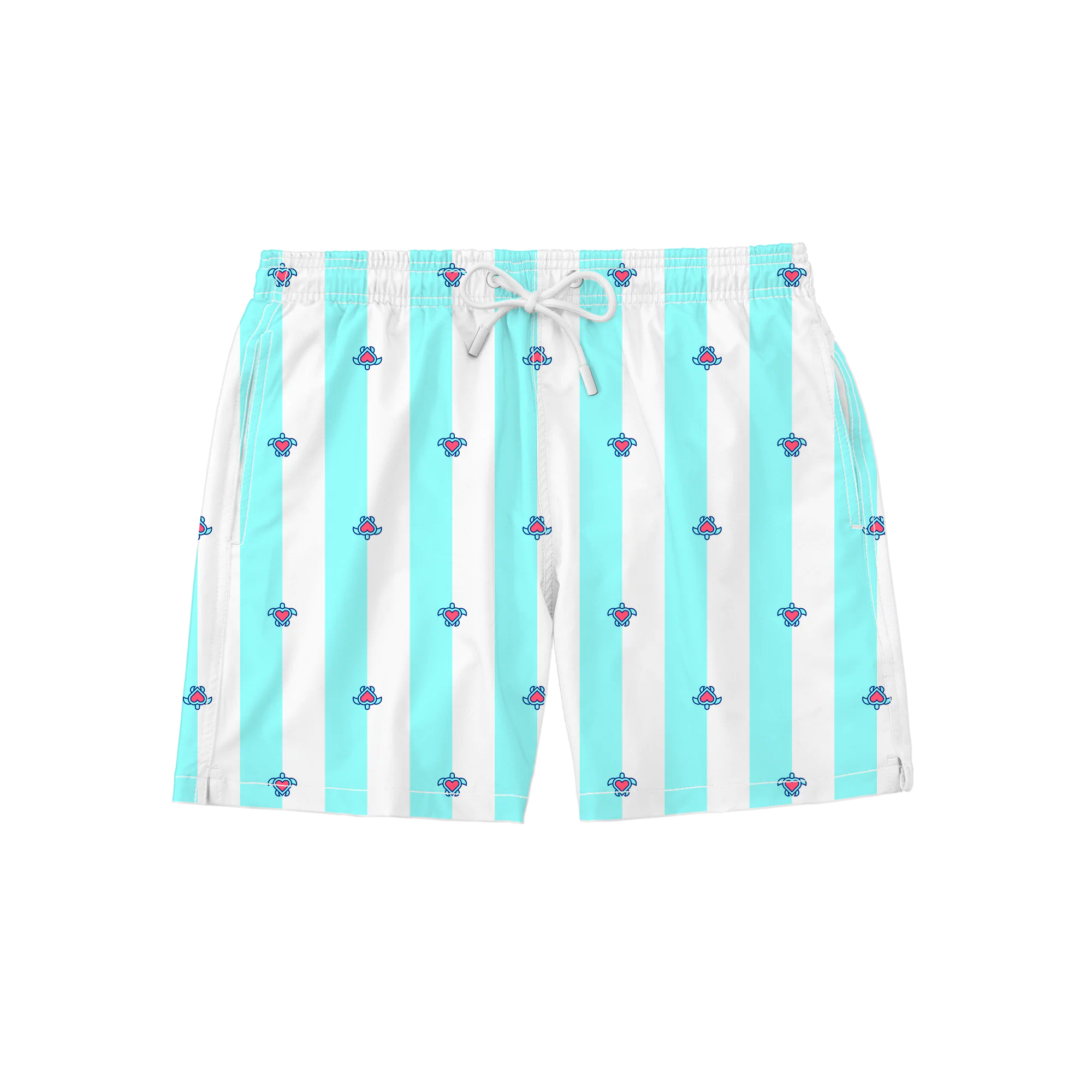 Nachhaltige Kinder-Badehose aus recyceltem Material – Modell Turtles love lines von Noah*s Ocean.