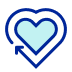 Heart icon with arrow – Circular take-back: We recycle your old swimwear for a second life.