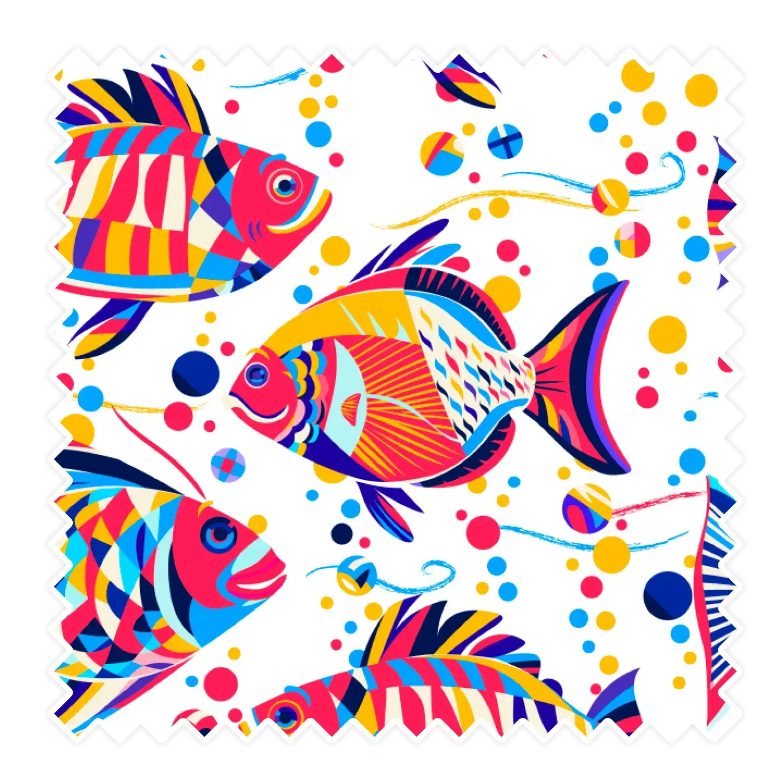 Nachhaltige Badehose aus recyceltem Material – Muster Funky Fish von Noah*s Ocean.