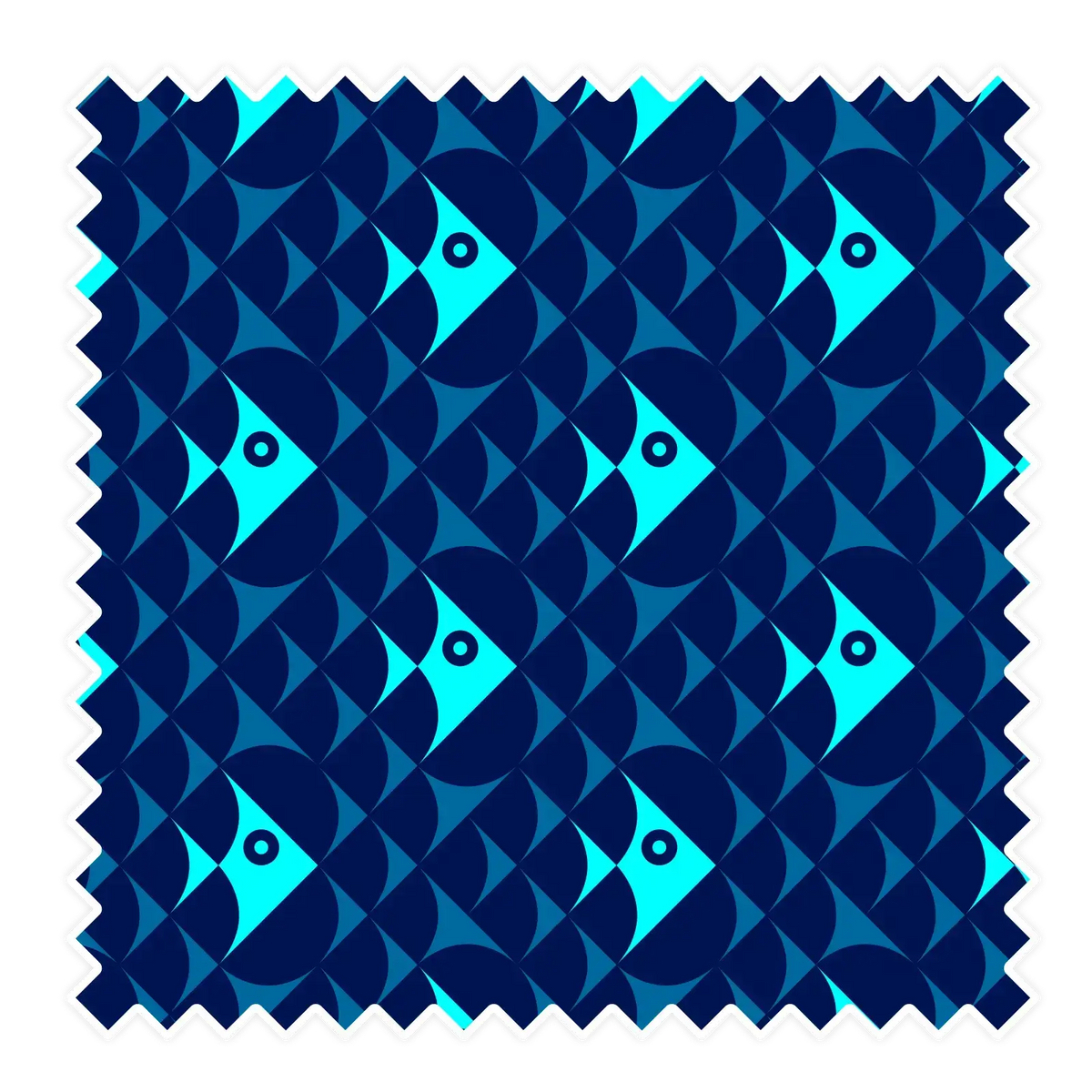 Nachhaltige Badehose aus recyceltem Material – Muster Gorgeous GeoFish von Noah*s Ocean.