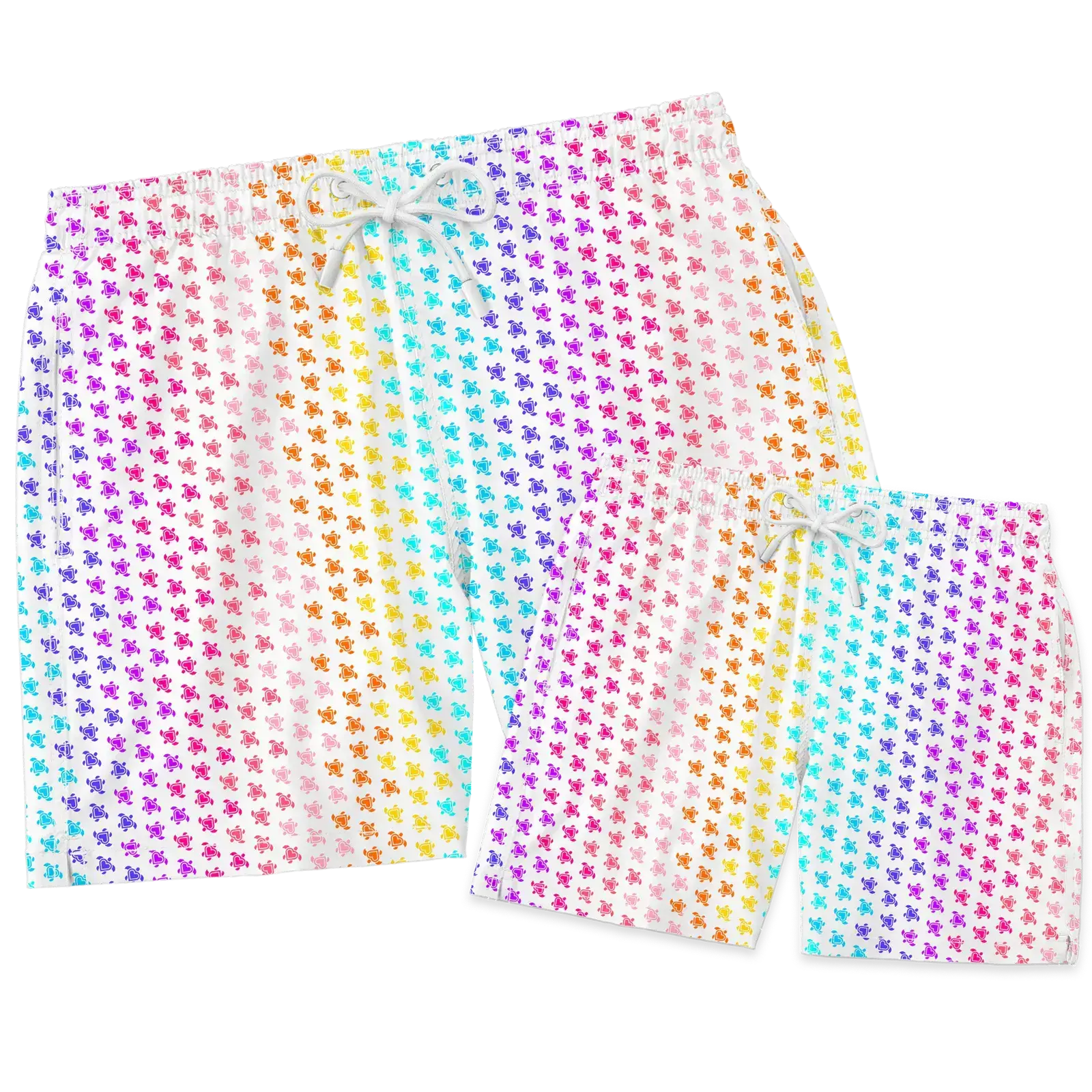 Nachhaltiges Badehosen-Bundle für Herren und Kinder aus recyceltem Material – Modell Super Starfish von Noah*s Ocean.